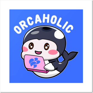 Cute Orca With Laptop Posters and Art